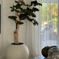 Bonsai-Dekobaum im kugelförmigen Pflanzgefäß – 180 cm, Satinbeige